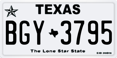 TX license plate BGY3795
