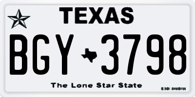 TX license plate BGY3798