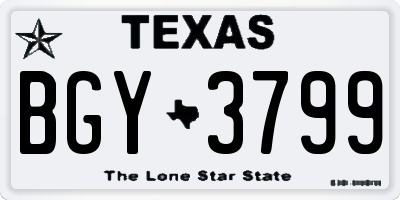 TX license plate BGY3799