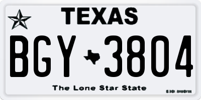 TX license plate BGY3804