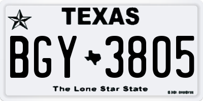 TX license plate BGY3805