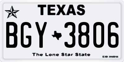 TX license plate BGY3806