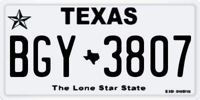 TX license plate BGY3807