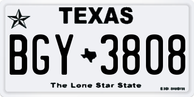 TX license plate BGY3808