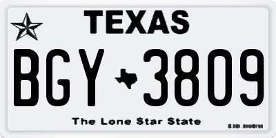 TX license plate BGY3809