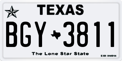 TX license plate BGY3811