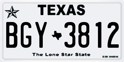 TX license plate BGY3812