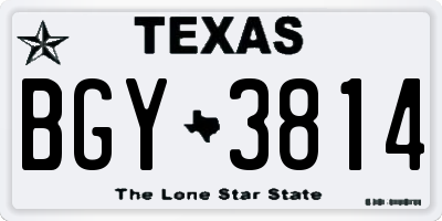 TX license plate BGY3814