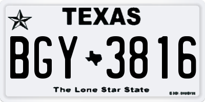 TX license plate BGY3816