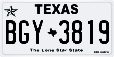 TX license plate BGY3819