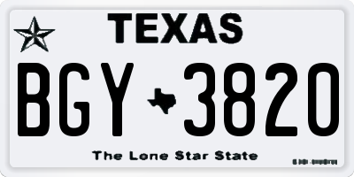 TX license plate BGY3820