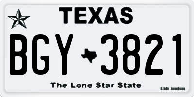 TX license plate BGY3821