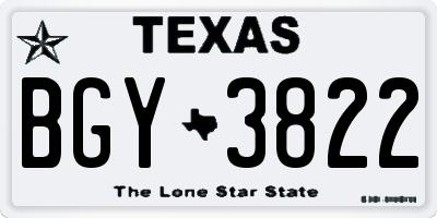 TX license plate BGY3822