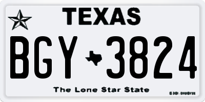 TX license plate BGY3824