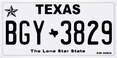 TX license plate BGY3829