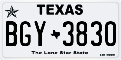 TX license plate BGY3830