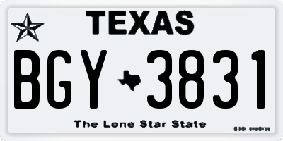 TX license plate BGY3831