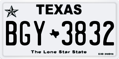TX license plate BGY3832