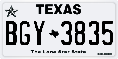 TX license plate BGY3835
