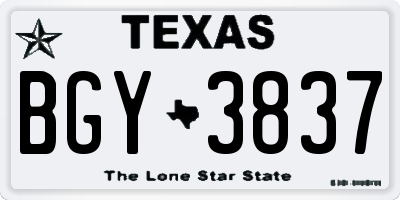 TX license plate BGY3837