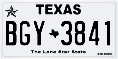 TX license plate BGY3841