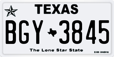 TX license plate BGY3845