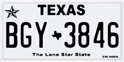 TX license plate BGY3846