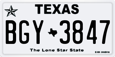 TX license plate BGY3847