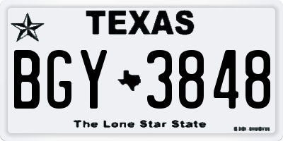 TX license plate BGY3848