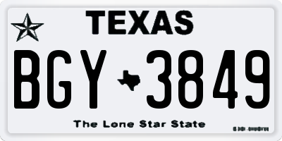 TX license plate BGY3849