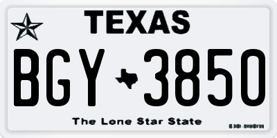TX license plate BGY3850