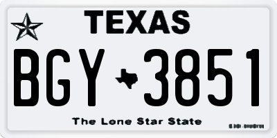 TX license plate BGY3851