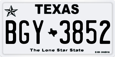 TX license plate BGY3852
