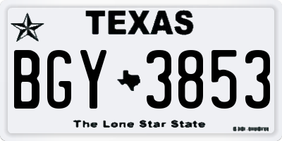 TX license plate BGY3853