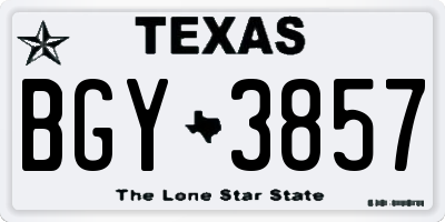 TX license plate BGY3857