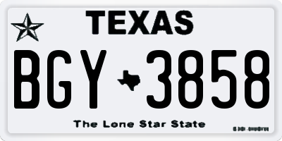 TX license plate BGY3858