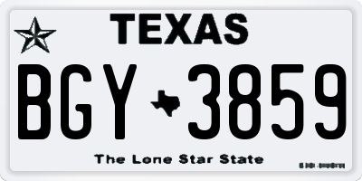TX license plate BGY3859