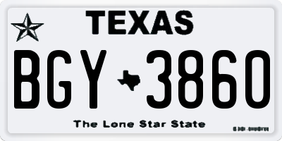 TX license plate BGY3860