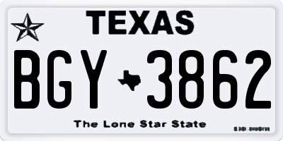 TX license plate BGY3862