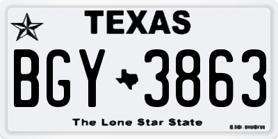 TX license plate BGY3863