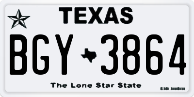 TX license plate BGY3864