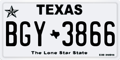 TX license plate BGY3866