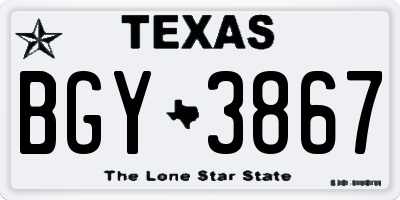 TX license plate BGY3867