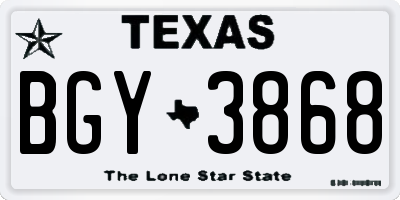 TX license plate BGY3868