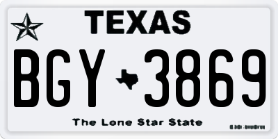 TX license plate BGY3869
