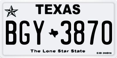 TX license plate BGY3870