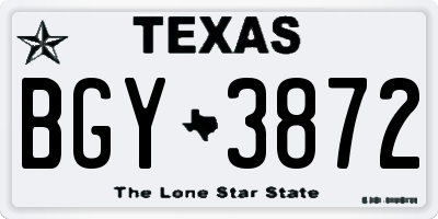TX license plate BGY3872