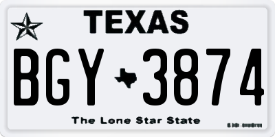 TX license plate BGY3874
