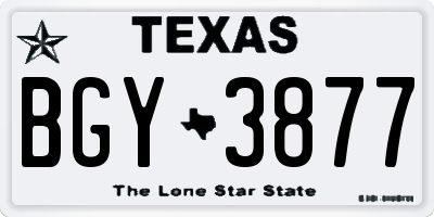 TX license plate BGY3877