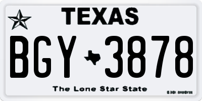 TX license plate BGY3878